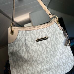 Michael Kors Cream and Tan Shoulder Bag